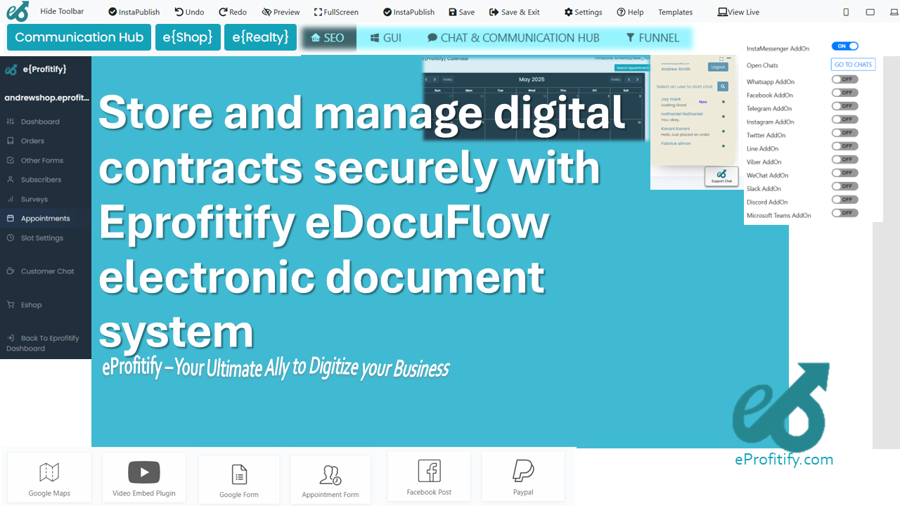 Store and manage digital contracts securely with Eprofitify eDocuFlow electronic document system